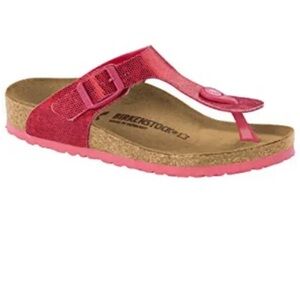 Girl's Pink Gizeh Hologram Birkenstocks Sandals Size 32 ( US Girls 1 or 1.5)